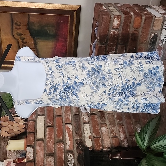 Reformation Pompadour Blue White Floral Mini Dress Cottagecore French Girl - Picture 2 of 11